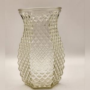 Vintage Hoosier Clear Glass Vase‎ 4071 Diamond Pattern Pineapple